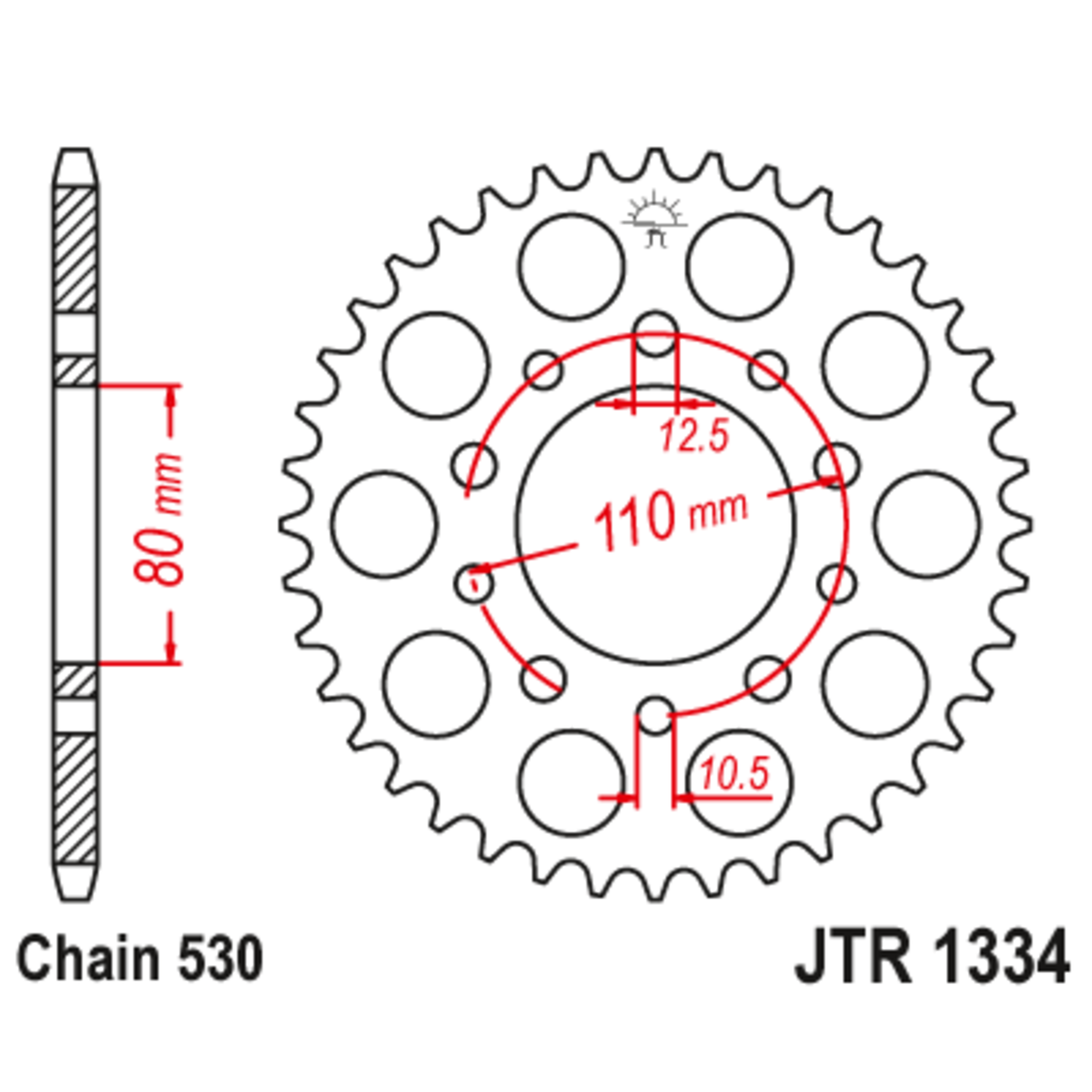 Звезда задняя (ведомая),(сталь) JT 1334.40