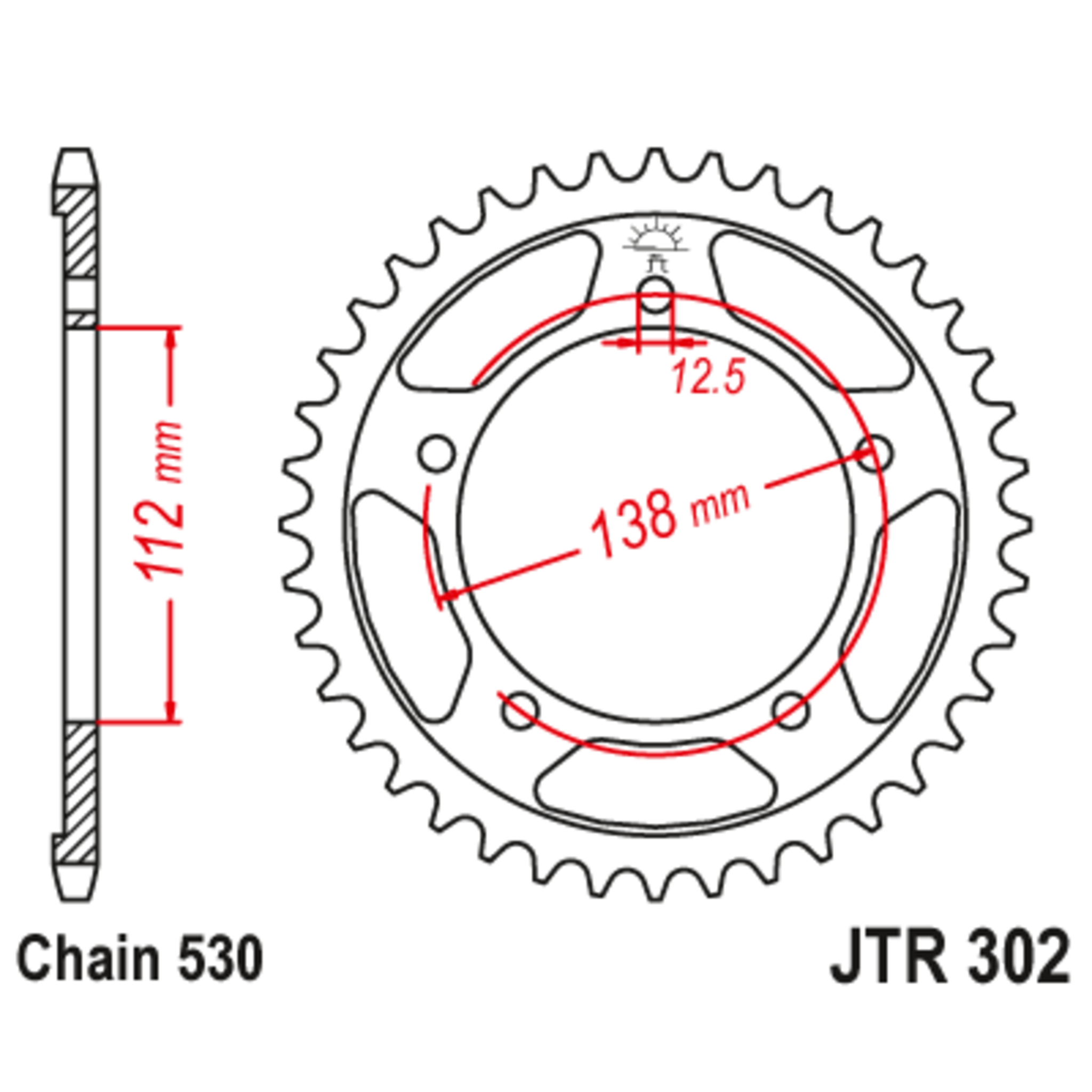 Звезда задняя (ведомая),(сталь) JT 302.42