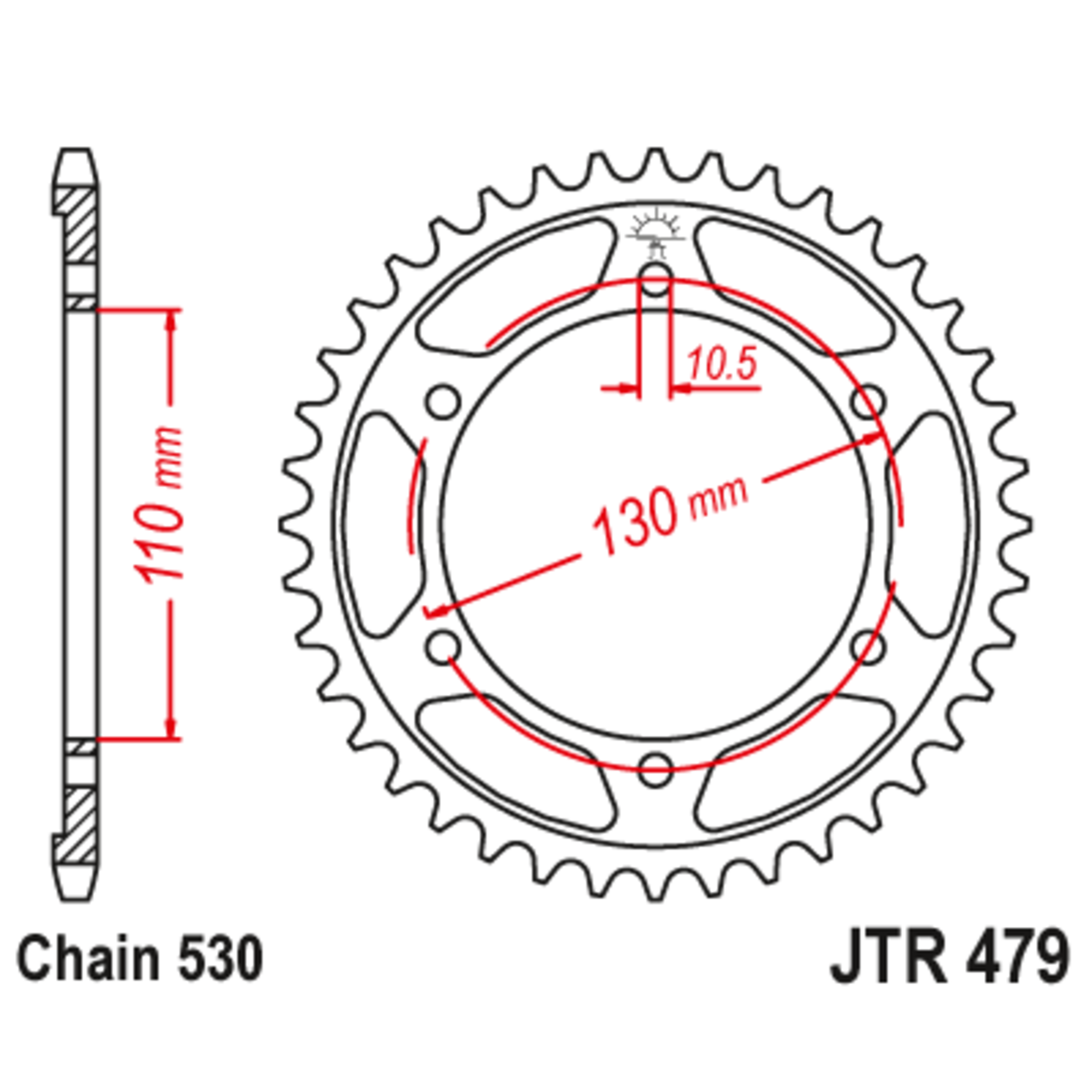 Звезда задняя (ведомая),(сталь) JT 479.46ZBK