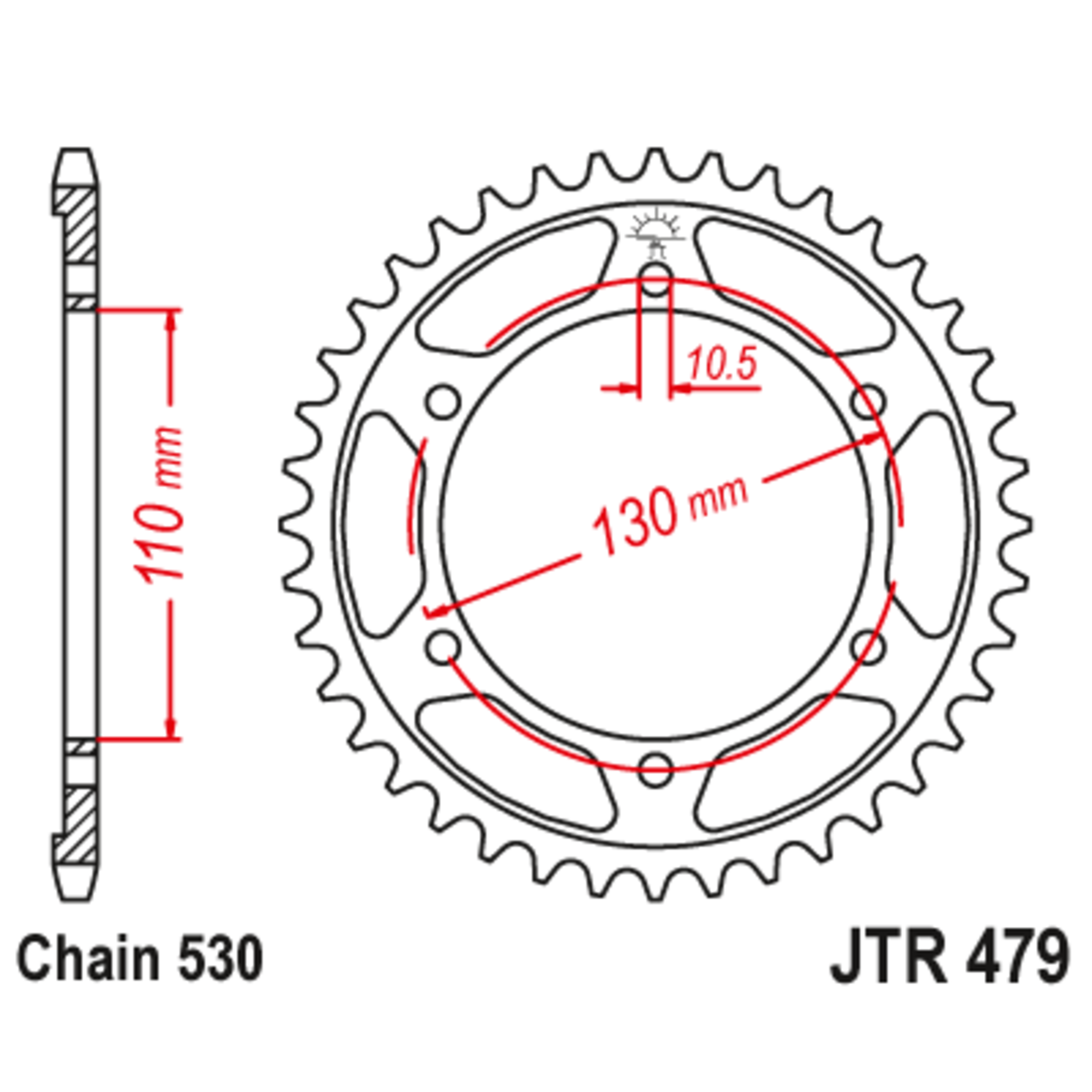 Звезда задняя (ведомая),(сталь) JT 479.48