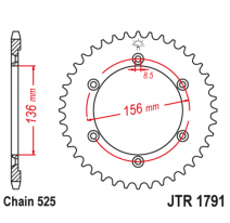 1791.42, Звезда задняя (ведомая),(сталь) JT 1791.42