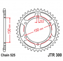 300.48, Звезда задняя (ведомая),(сталь) JT 300.48