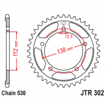 302.42, Звезда задняя (ведомая),(сталь) JT 302.42