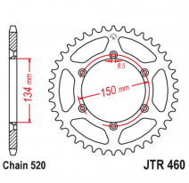 460.45, Звезда задняя (ведомая),(сталь) JT 460.45