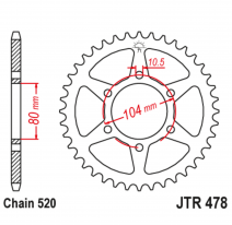 478.43ZBK, Звезда задняя (ведомая),(сталь) JT 478.43ZBK